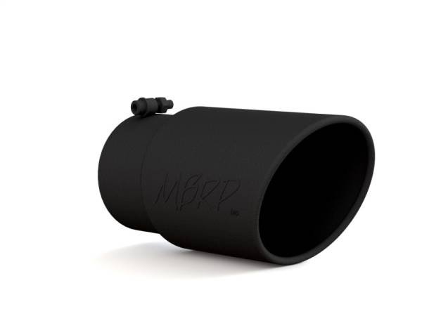 MBRP - MBRP Universal Tip 6in O.D. Angled Rolled End 5 inlet 12 length - Black Finish - T5075BLK
