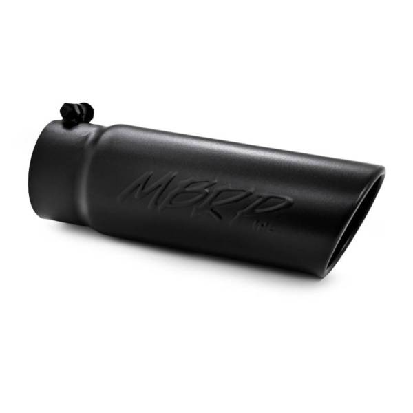 MBRP - MBRP Universal Tip 4 O.D. Angled Rolled End 3.5 inlet 10 length- Black Finish - T5112BLK