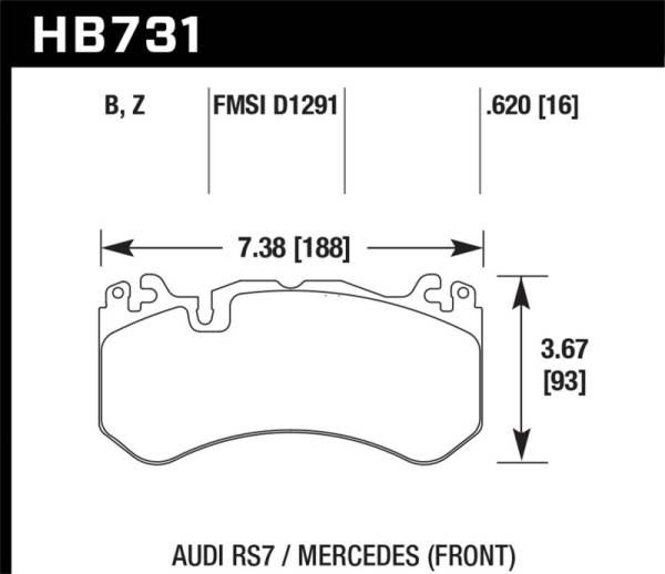 Hawk Performance - Hawk 13-16 Mercedes SL Class / 16-17 Audi RS7  Performance Ceramic Front Brake Pads - HB731Z.620