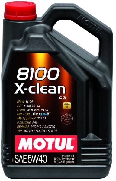 Motul - Motul 5L Synthetic Engine Oil 8100 5W40 X-CLEAN C3 -505 01-502 00-505 00-LL04 - 102051
