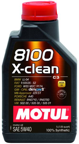 Motul - Motul 1L Synthetic Engine Oil 8100 5W40 X-CLEAN C3 -505 01-502 00-505 00-LL04 - 102786