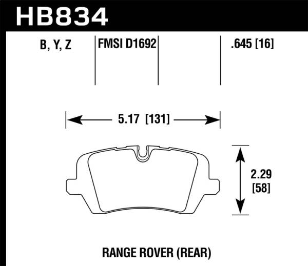 Hawk Performance - Hawk 13-16 Land Rover Range Rover / 14-16 Land Rover Range Rover Sport LTS Street Rear Brake Pad - HB834Y.645