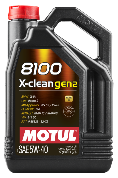 Motul - Motul 5L Synthetic Engine Oil 8100 X-CLEAN Gen 2 5W40 - 109762