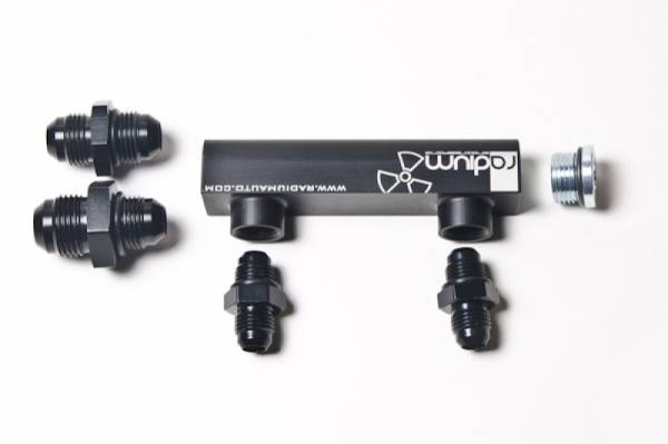 Radium Engineering - Radium Engineering Universal 4-Port Manifold - Black W/ Logo - 20-0062