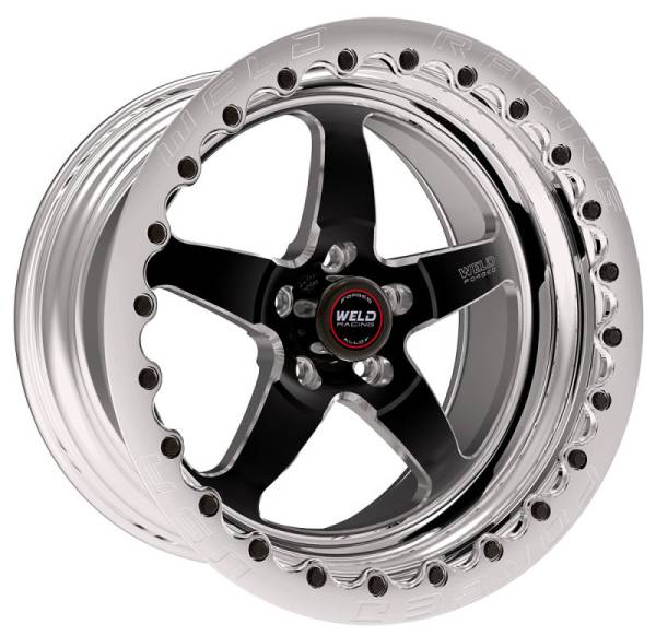 Weld - Weld S71 17x12 / 5x4.5 BP / 4.8in. BS Black Wheel (Medium Pad) - Polished Single Beadlock MT - 71MB7120A48G