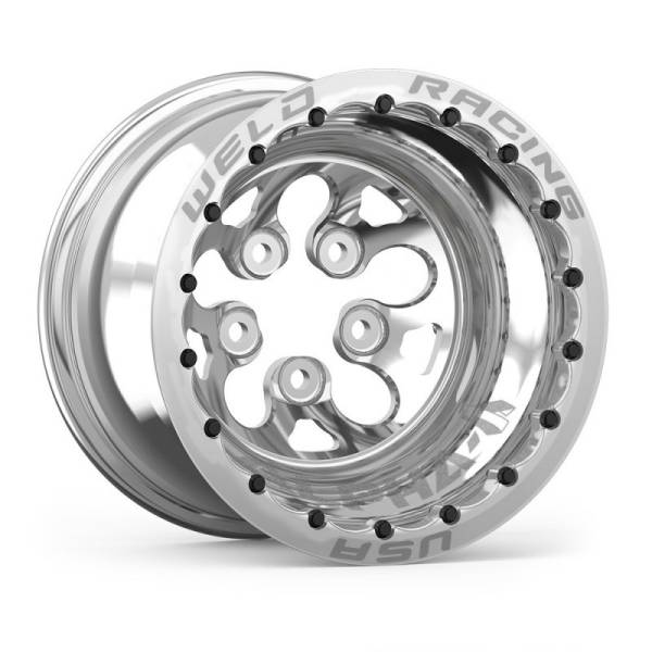 Weld - Weld Alpha-1 15x12 / 5x4.5 BP / 4in. BS Polished Wheel - Black Double Beadlock MT - 83P-512206MB