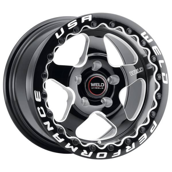 Weld - Weld S904 15x10 Ventura Beadlock 5x114.3 ET51 BS7.50 Gloss BLK MIL DIA 78.1 - S904B0067P51