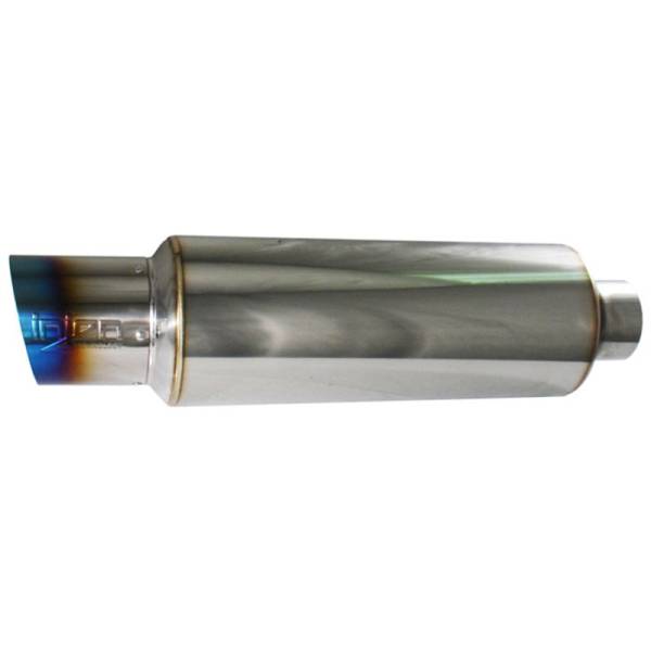 Injen - Injen 2 3/8 Universal Muffler w/Titanium burnt rolled Tip and stainless steel resonated inner wall - SES225TT