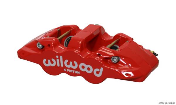 Wilwood - Wilwood Caliper-Aero4-L/H - Red 1.62/1.38in Pistons 1.25in Disc - 120-13282-RD