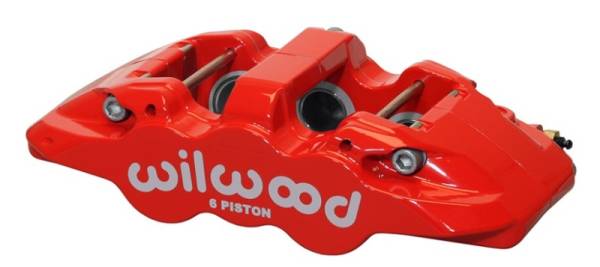 Wilwood - Wilwood Caliper-Aero6-R/H - Red 1.62/1.12/1.12in Pistons 1.25in Disc - 120-13289-RD