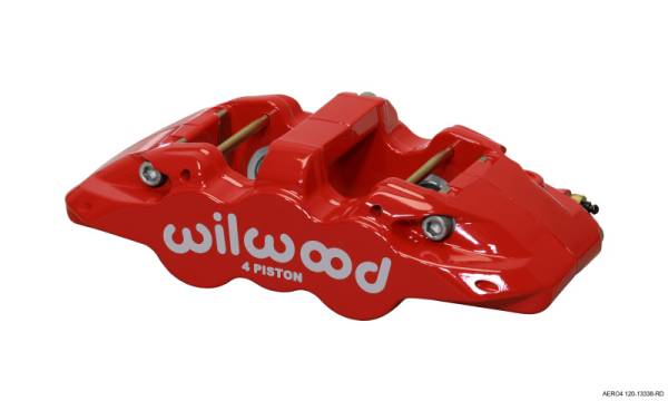 Wilwood - Wilwood Caliper-Aero4 - Red 1.12/1.12in Pistons 1.10in Disc - 120-13338-RD