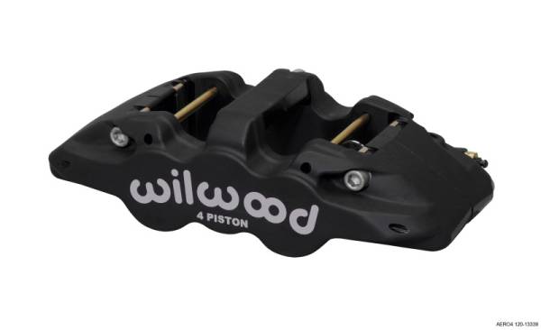 Wilwood - Wilwood Caliper-Aero4 - Black Anodize 1.12/1.12in Pistons 1.25in Disc - 120-13339