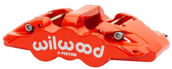 Wilwood - Wilwood Caliper - Aero4-DS Forged Four-Piston Caliper Black 1.38in Piston 1.10in Rotor - Red - 120-15598-RD