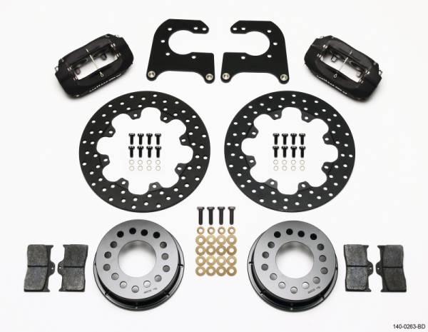 Wilwood - Wilwood Forged Dynalite Rear Drag Kit Drilled Rotor Chev 12 Bolt w C-Clips - 140-0263-BD