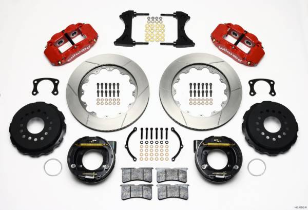 Wilwood - Wilwood Narrow Superlite 4R Rear P-Brk Kit 14.00in Red New Big Ford 2.50in Offset - 140-10012-R