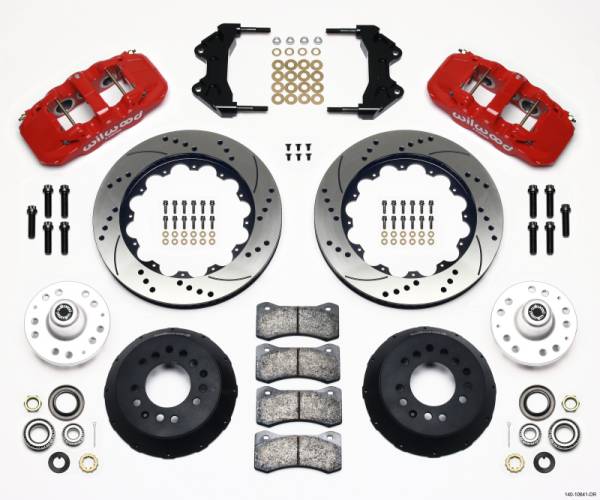 Wilwood - Wilwood AERO6 Front Hub Kit 14.00 Drilled-Red WWE ProSpindle - 140-10641-DR