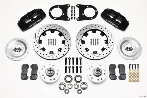 Wilwood - Wilwood Dynapro 6 Front Hub Kit 12.19in Drilled 37-48 Ford Psgr. Car Spindle - 140-10739-D