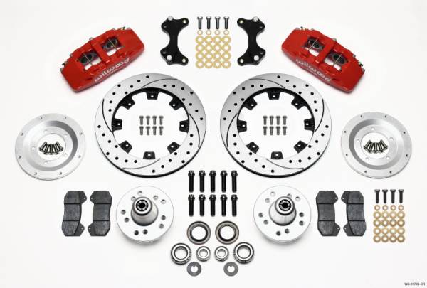 Wilwood - Wilwood Dynapro 6 Front Hub Kit 12.19in Drilled Red WWE ProSpindle - 140-10741-DR