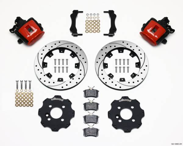 Wilwood - Wilwood Combination Parking Brake Rear Kit 11.75in Drilled Red Mini Cooper - 140-10885-DR