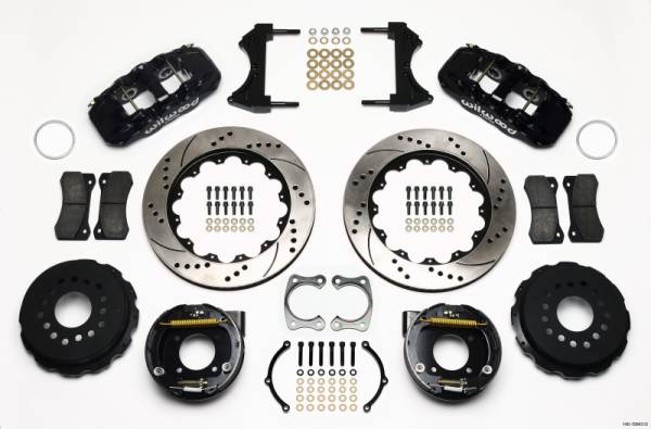 Wilwood - Wilwood AERO4 Rear P-Brake Kit 14.00in Drilled Chevy 12 Bolt w/ C-Clips - 140-10943-D