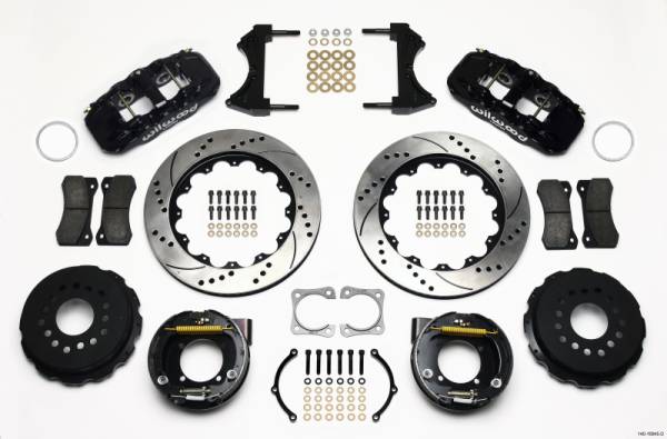 Wilwood - Wilwood AERO4 Rear P-Brake Kit 14.00in Drilled Chevy 12 Bolt-Spec 3.15in Brng - 140-10945-D