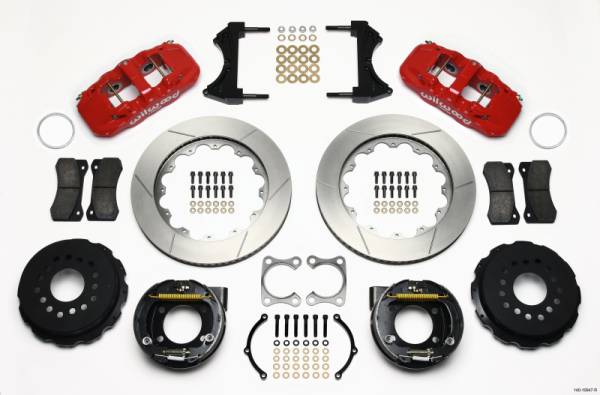Wilwood - Wilwood AERO4 Rear P-Brake Kit 14.00in Red Big Ford Old Style 2.36in Offset - 140-10947-R