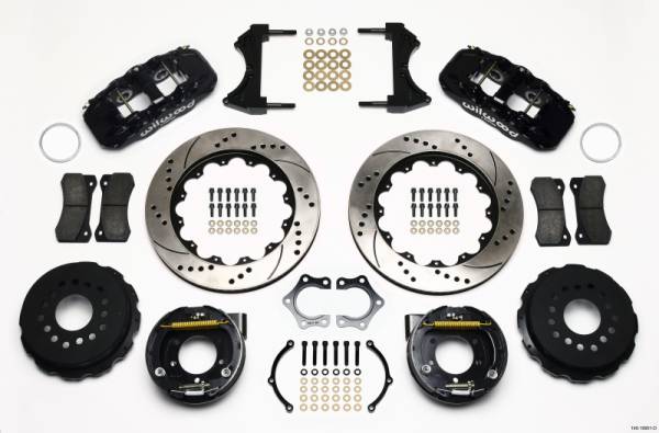 Wilwood - Wilwood AERO4 Rear P-Brake Kit 14.00in Drilled Mopar/Dana 2.36in Off w/Snap Ring Brng - 140-10951-D
