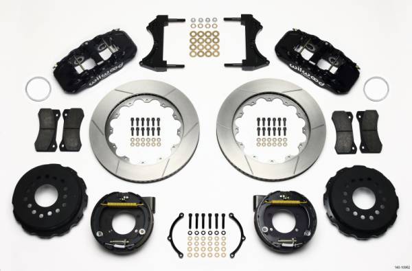 Wilwood - Wilwood AERO4 Rear P-Brake Kit 14.00in Ford 8.8 w/2.5in Offset-5 Lug - 140-10952
