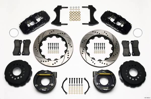 Wilwood - Wilwood AERO4 Rear P-Brake Kit 14.00in Drilled Ford 8.8 w/2.5in Offset-5 Lug - 140-10952-D