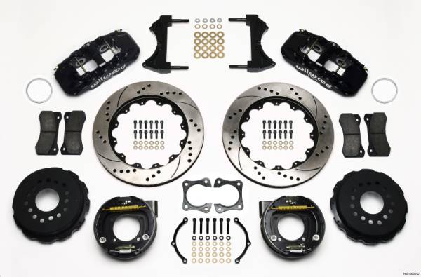Wilwood - Wilwood AERO4 Rear P-Brake Kit 14.00in Drilled 58-64 Olds/Pontiac Ends 2.81in Offset - 140-10953-D