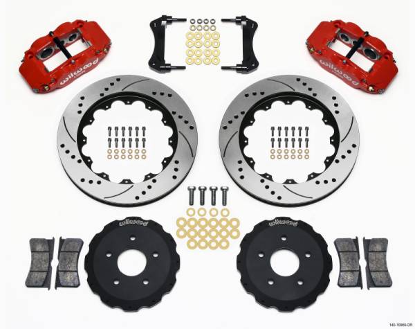 Wilwood - Wilwood Narrow Superlite 6R Front Hat Kit 14.00in Drill Red Backdraft Cobra (BMW E36 Based) - 140-10969-DR