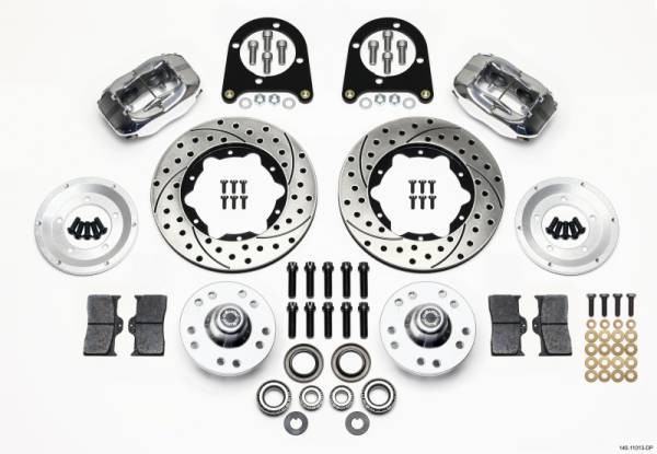 Wilwood - Wilwood Forged Dynalite Front Kit 11.00in Drill-Polished 37-48 Ford Psgr. Car Spindle - 140-11013-DP