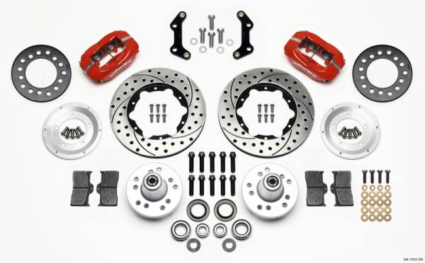 Wilwood - Wilwood Forged Dynalite Front Kit 11.00in Drilled Red 70-72 CDP B & E Body-Disc - 140-11021-DR