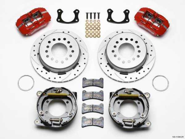 Wilwood - Wilwood Dynapro Low-Profile 11.00in P-Brake Kit Drill Zinc Red New Big Ford 2.50in Offset - 140-11389-ZR