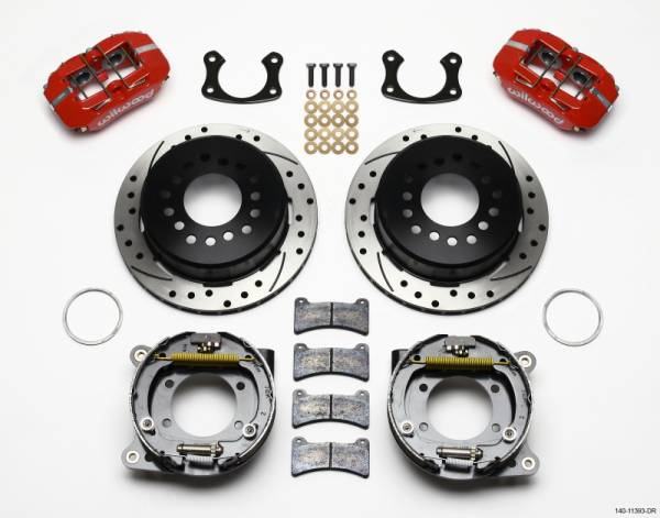 Wilwood - Wilwood Dynapro Low-Profile 11.00in P-Brake Kit Drill-Red Small Ford 2.66in Offset - 140-11393-DR