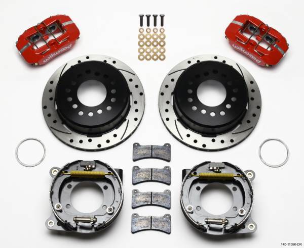 Wilwood - Wilwood Dynapro Low-Profile 11.00in P-Brake Kit Drill-Red Ford 8.8 w/2.50in Offset-5 Lug - 140-11396-DR