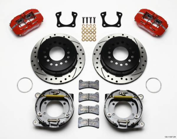 Wilwood - Wilwood Dynapro Low-Profile 11.00in P-Brake Kit Drill-Red 58-64 Olds/Pontiac Ends 2.81in Offset - 140-11397-DR