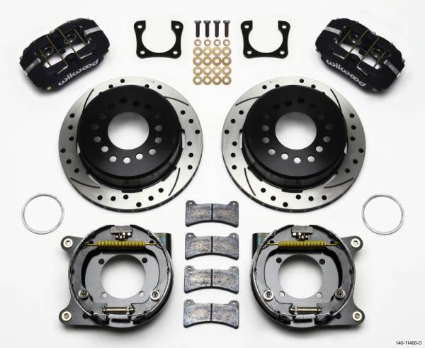 Wilwood - Wilwood Dynapro Low-Profile 11.00in P-Brake Kit Drilled Chevy 12 Bolt Spcl 2.81in Off Stag Mount - 140-11400-D