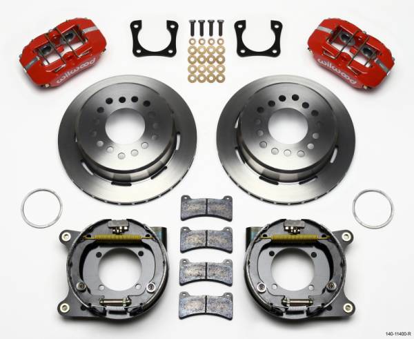 Wilwood - Wilwood Dynapro Low-Profile 11.00in P-Brake Kit - Red Chevy 12 Bolt Spcl 2.81in Off Stag Mount - 140-11400-R