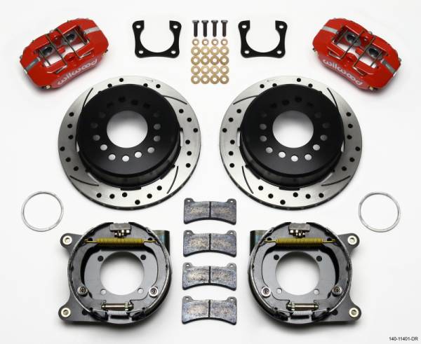 Wilwood - Wilwood Dynapro Low-Profile 11.00in P-Brake Kit Drill-Red Chevy 12 Bolt Spcl 2.81in Offset - 140-11401-DR