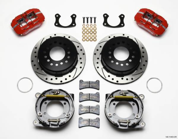 Wilwood - Wilwood Dynapro Low-Profile 11.00in P-Brake Kit Drill-Red Small Ford 2.50in Offset - 140-11403-DR