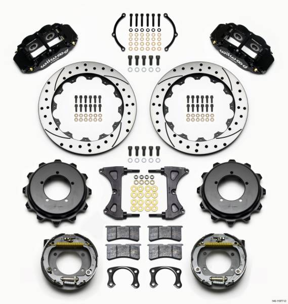 Wilwood - Wilwood Narrow Superlite 4R Rear Kit 12.88in Drilled Speedway Eng Floater w/ New Style End - 140-11877-D