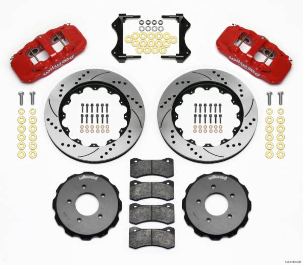 Wilwood - Wilwood AERO6 Front Hat Kit 14.00 Drilled Red 99-06 BMW E46 - 140-11974-DR