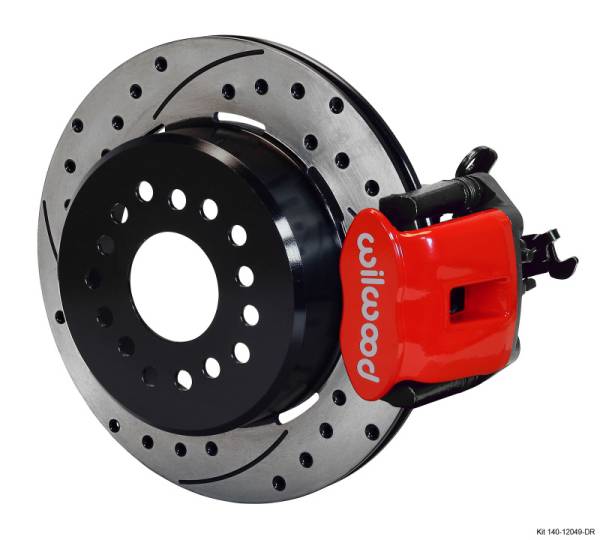Wilwood - Wilwood Combination Parking Brake Rear Kit 12.19in Dia 0.81in Rotor Thickness - Red Drilled - 140-12049-DR