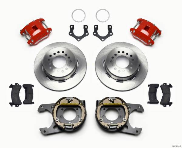 Wilwood - Wilwood D154 P/S Park Brake Kit Red Mopar/Dana 2.36in Off w/Snap Ring Brng - 140-12214-R