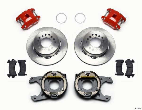 Wilwood - Wilwood D154 P/S Park Brake Kit Red 12 Bolt 2.75in offset Staggered Shock - 140-12570-R