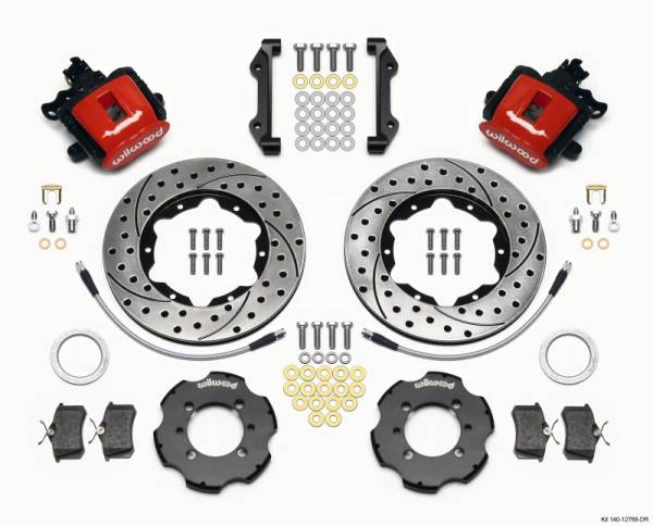 Wilwood - Wilwood Combination Parking Brake Rear Kit 11.00in Drilled Red 2012 Fiat 500 w/ Lines - 140-12768-DR