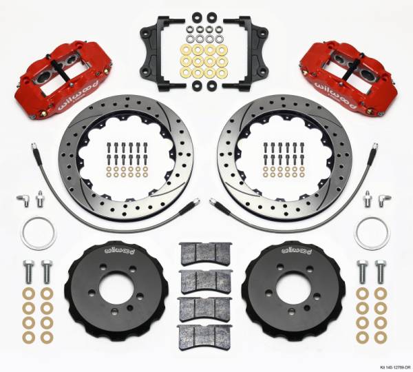 Wilwood - Wilwood Narrow Superlite 6R Front Hat Kit 12.88in Drill Red 06-12 Volkswagen GTI w/ Lines - 140-12789-DR