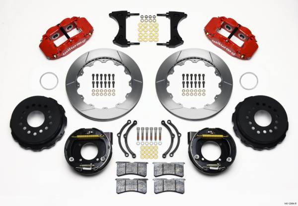 Wilwood - Wilwood Narrow Superlite 4R Rear P-Brk Kit 12.88in Red Chevy 12 Bolt w/ C-Clips - 140-12964-R