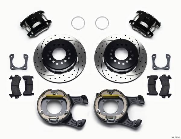 Wilwood - Wilwood D154 P/S Park Brake Kit Drilled 12 Bolt 2.81in Offset Staggered Shock - 140-13025-D